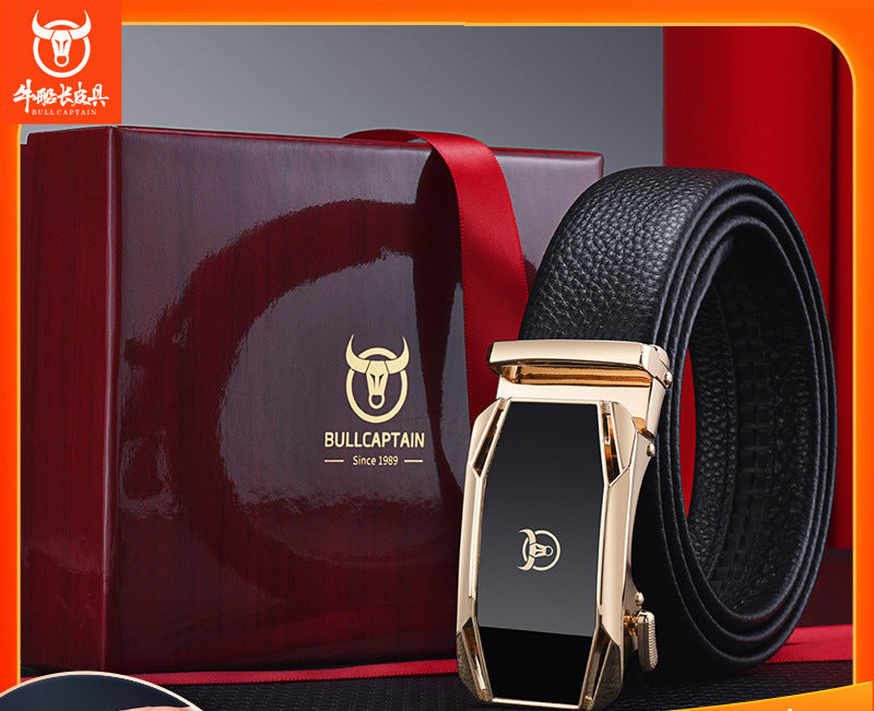 Leather Goods Genuine Leather Belt Men's High-End Genuine Belt Automatic Buckle First Layer Cowhide Pants With Gift Box