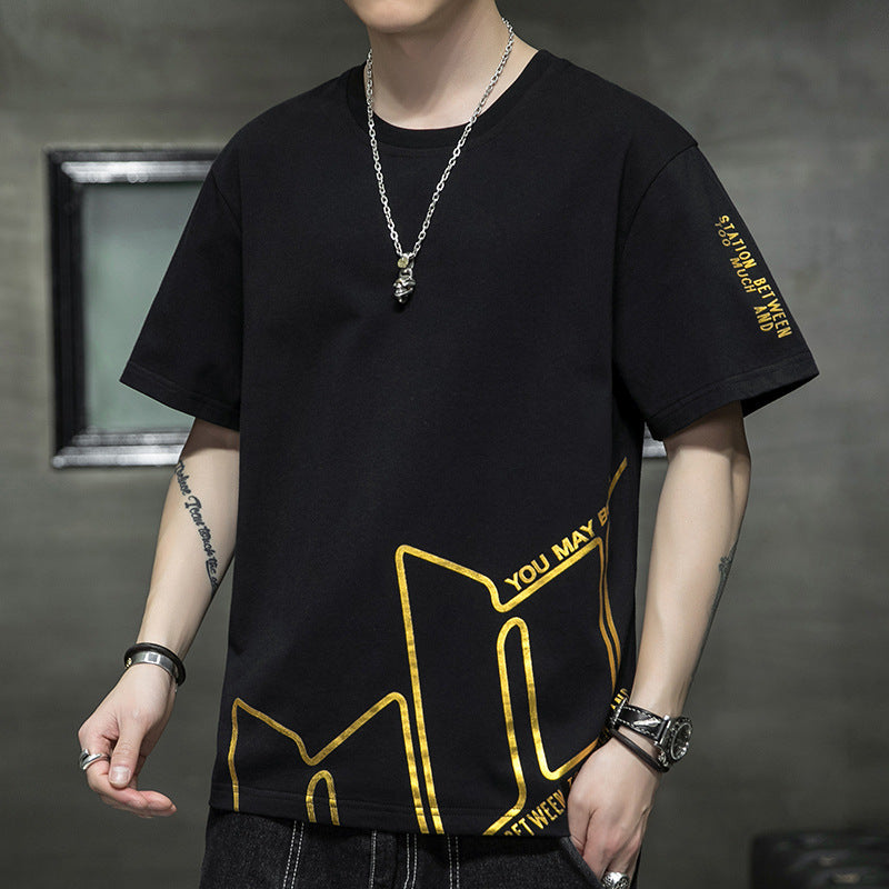 Graphic streetwear t-shirt available in multiple colors – featuring an abstract line design, text elements, soft breathable fabric, and stylish modern appeal.