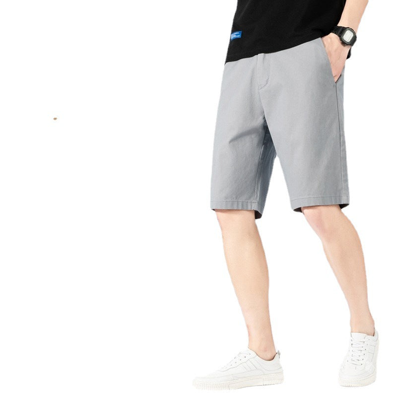 New Summer Port Pants Casual Shorts Men's Tooling Washed Cotton Solid Color Five Point Beach Pants Casual Pants