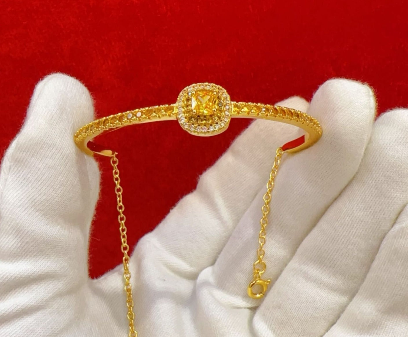 Small Square Sugar Citrine Bracelet Light Luxury Flash Moissanite High-end Sense Exquisite 520 Valentine's Day Gift For Girlfriend