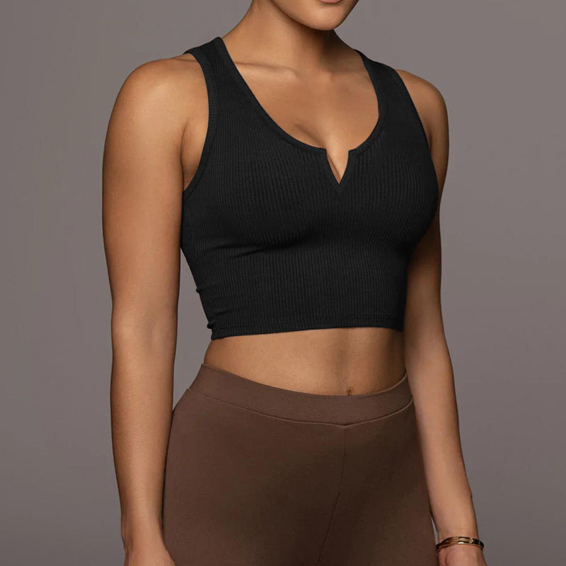 Trendy slim-fit crop camisole vest in apricot, white, coffee, and light grey – sleek, comfortable, and stylish for versatile outfits.