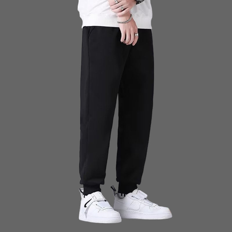 2022 New Sports Velvet Pants Men's Fleece-lined Thickened Loose Leg Sports Casual Trousers Winter Large Size