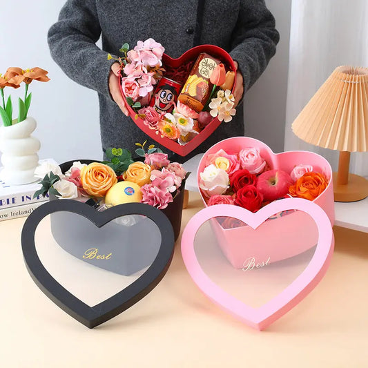 Valentine's Day Gift Love Gift Box In Stock PVC Plastic Waterproof Packaging Box Creative Window Flower Box