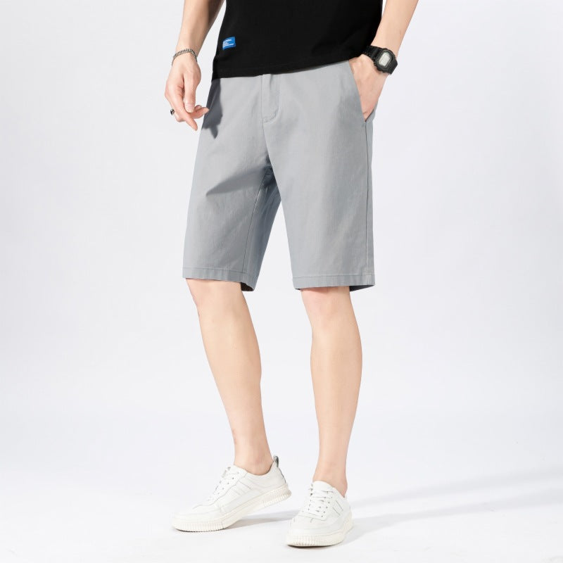 New Summer Port Pants Casual Shorts Men's Tooling Washed Cotton Solid Color Five Point Beach Pants Casual Pants