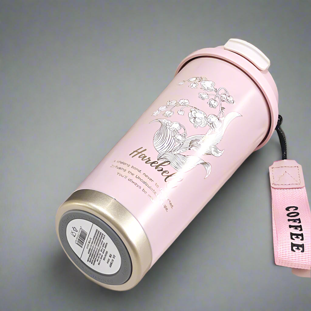 New Lily Of The Valley Coffee Cup Thermos Cup 316 Stainless Steel Women's High Color Value Straw Gift Cup Lettering Logo