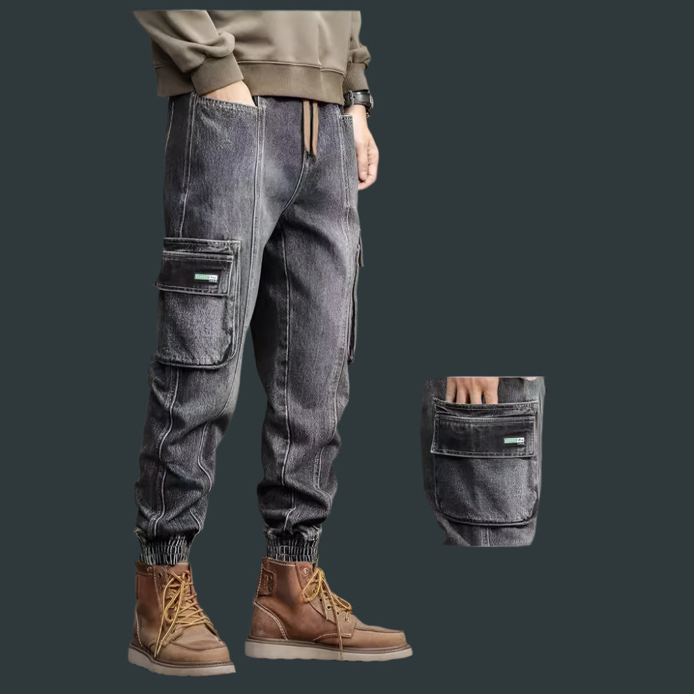 Ankle-tied Jeans Men's Autumn New Fashion Brand Loose Plus Size Closed Harem Drawstring Overalls Trousers