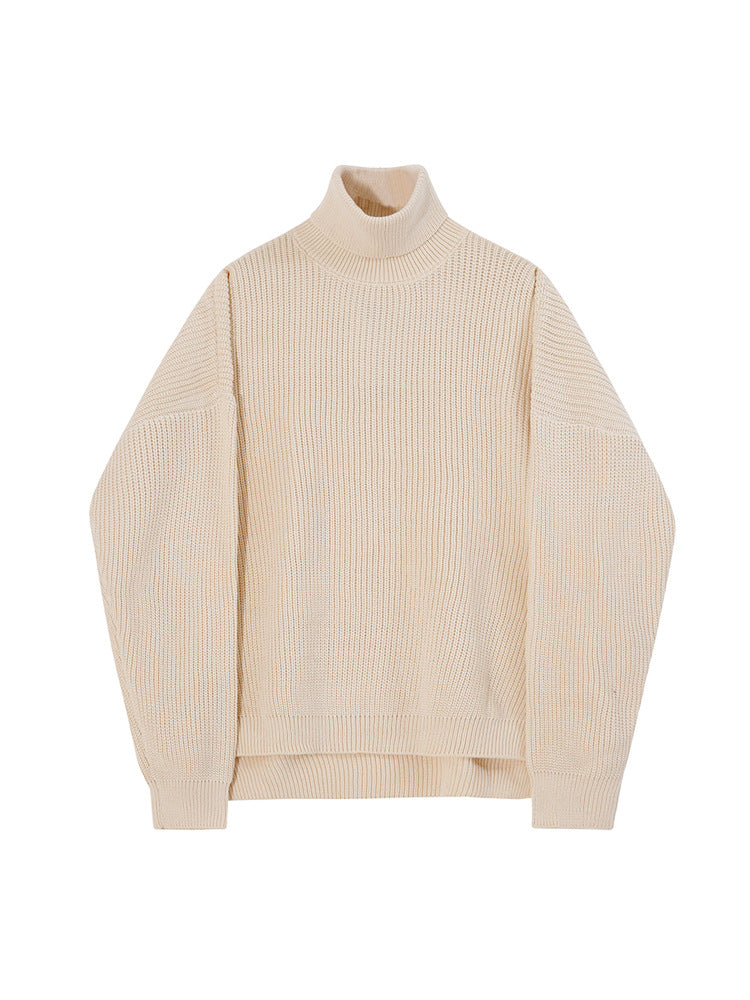 MYQ Solid Color Turtleneck Sweater Men's Winter Thickened Warm Inner Wear Korean Style Trendy Loose Bottoming Sweater