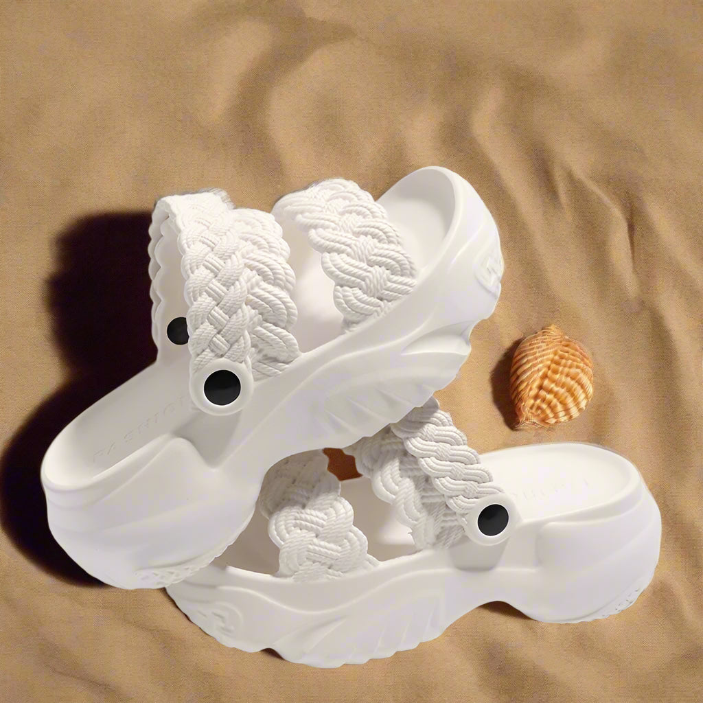 Increased Thick-soled Women's Sandals And Slippers Cross-border EVA Wear Wholesale 7cm Braided Sandals Summer Step On Excrement Feeling To Work