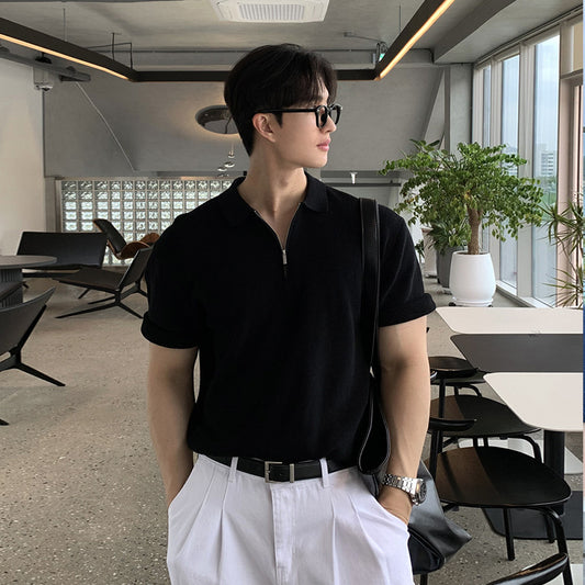 Texted Sweater Men's Short-sleeved Summer Breathable Korean-style All-match Fashionable
