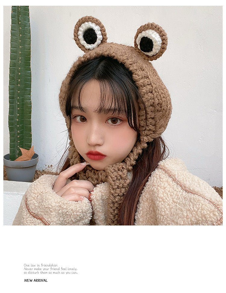 Frog Hat Autumn And Winter Cute Knitted Wool Hat