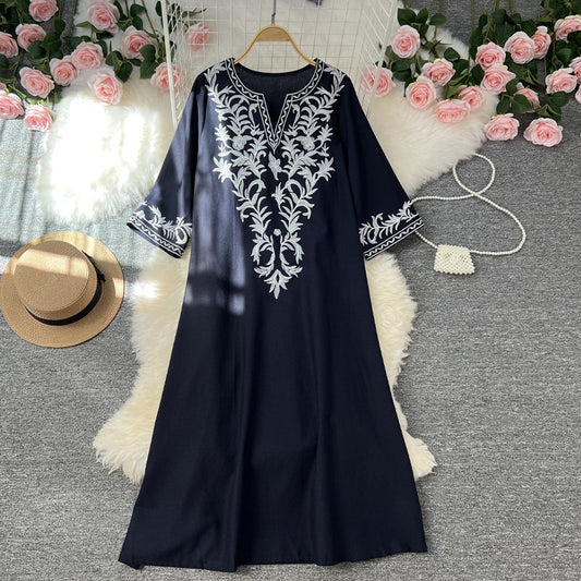 New Style Foreign Style Palace Style Age Reduction Inner Wear V-neck Knee Loose Thin Dress Big Swing Long Skirt
