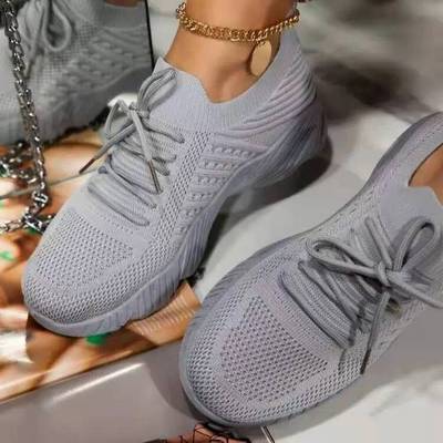 2022 Independent Station Spring And Autumn New Flying Weaving Women's Shoes Air Cushion Bottom Large Size Mesh Breathable Casual Shoes Cross-border Women's Shoes