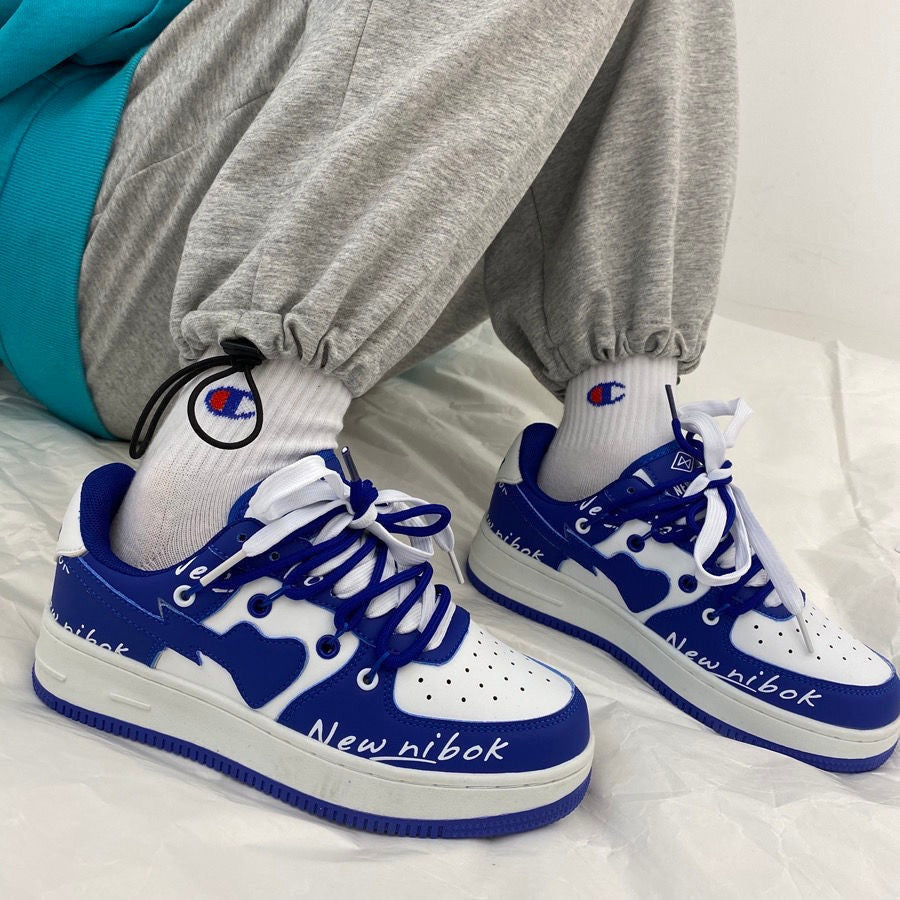 Klein Blue Niche Design Love Casual Sneakers Female Ins Hong Kong Style College Trend All-match Student Sneakers