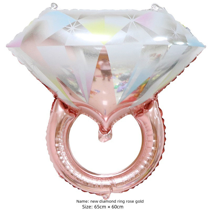 New Diamond Ring Balloon Color Diamond Ring Aluminum Film Balloon Wedding Wedding Party Decoration Ring Balloon Wholesale