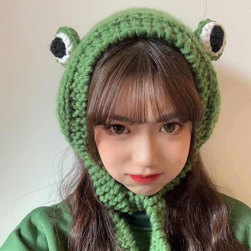 Frog Hat Autumn And Winter Cute Knitted Wool Hat