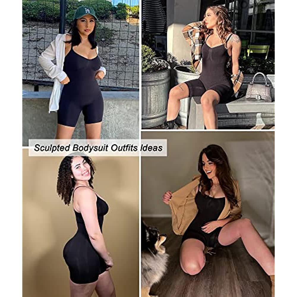 Seamless body shapewear available in sleek black and taupe – thin shoulder straps, form-fitting design, and full-torso coverage for breathable, supportive, everyday wear.
