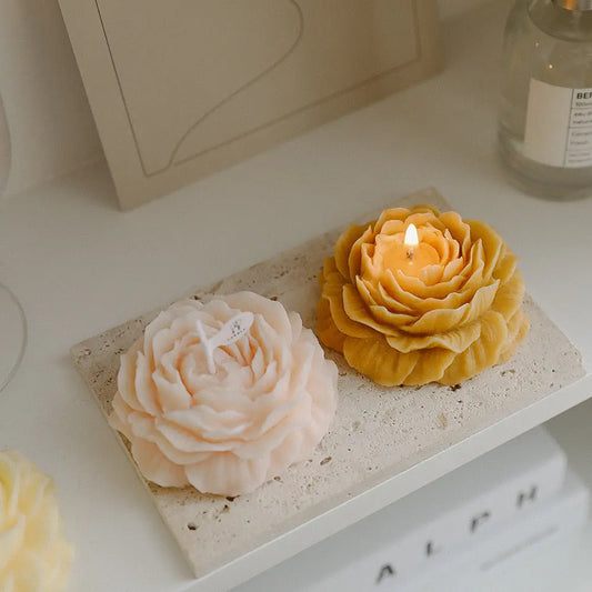 Fashion Peony Flower Shape Aromatherapy Candle Ornaments Living Room Bedroom Simple Decoration Teacher's Day Flower Low Temperature SM