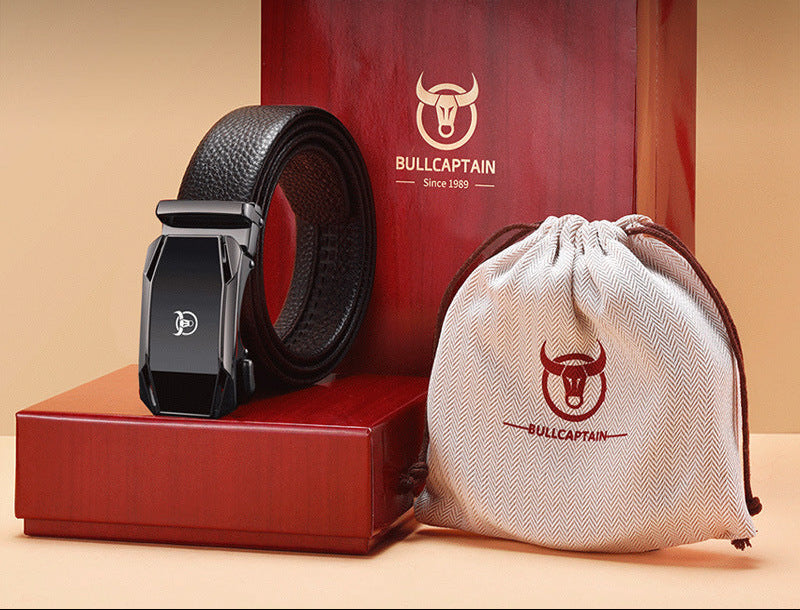Leather Goods Genuine Leather Belt Men's High-End Genuine Belt Automatic Buckle First Layer Cowhide Pants With Gift Box