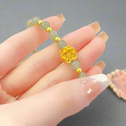 Lotus Bracelet 2024 Women's Light Luxury Imitation Hetian Jade Bracelet 618 Valentine's Day Birthday Gift For Girlfriend