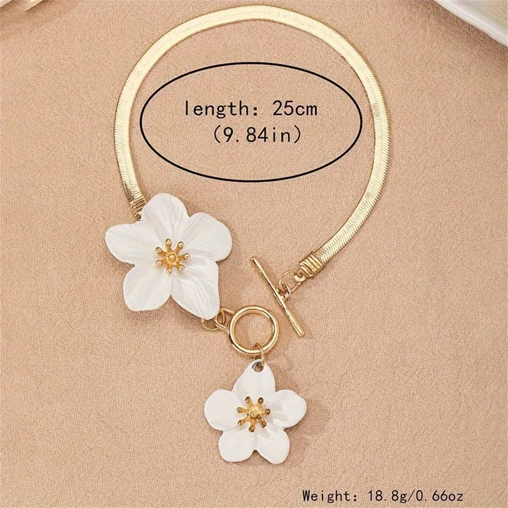 European And American Hot-selling Fashion White Elegant Simple Flower All-match Anklet Hip-hop Niche Exquisite Socialite Anklet For Women