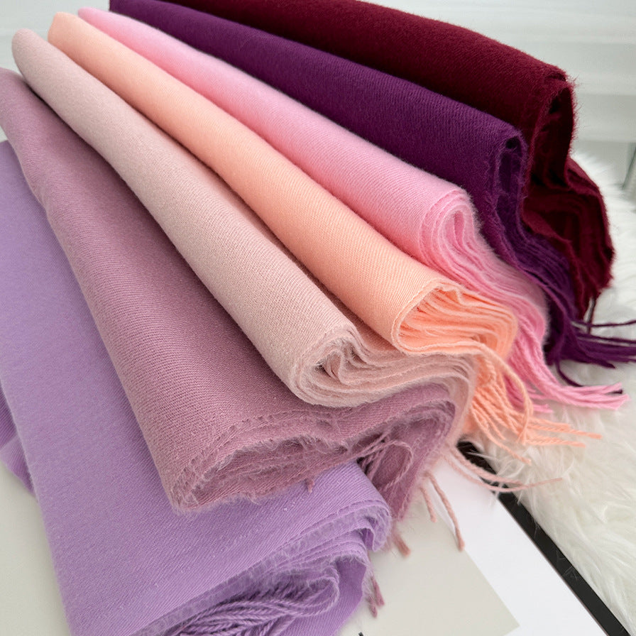 Women's Scarf Solid Color Cashmere-like 2024 Autumn And Winter New Fashion High-end Mid-length Warm Scarf Shawl Scarf