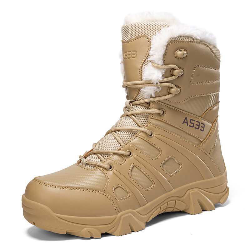 New Men's Snow Boots Thick-soled Mid-calf Cotton Boots Fleece-lined Winter Outdoor Casual Shoes Hiking Shoes Fashion Men's Shoes