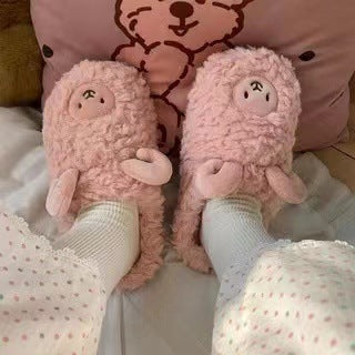 Cotton Slippers Bag With Women Autumn And Winter Indoor Home Couples Wear Cartoon Cute Thick Bottom Warm Cotton Shoes Men Winter