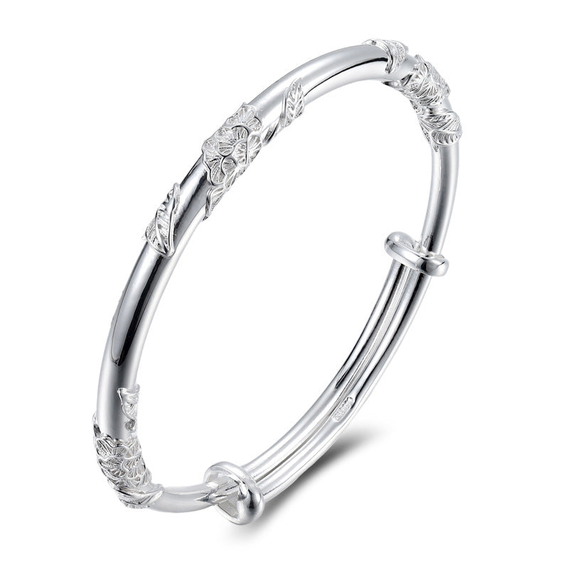 Flowers Genuine Silver 999 Sterling Silver Bracelet Niche Solid Explosion Fashion Bracelet Valentine's Day Gift For Girlfriend