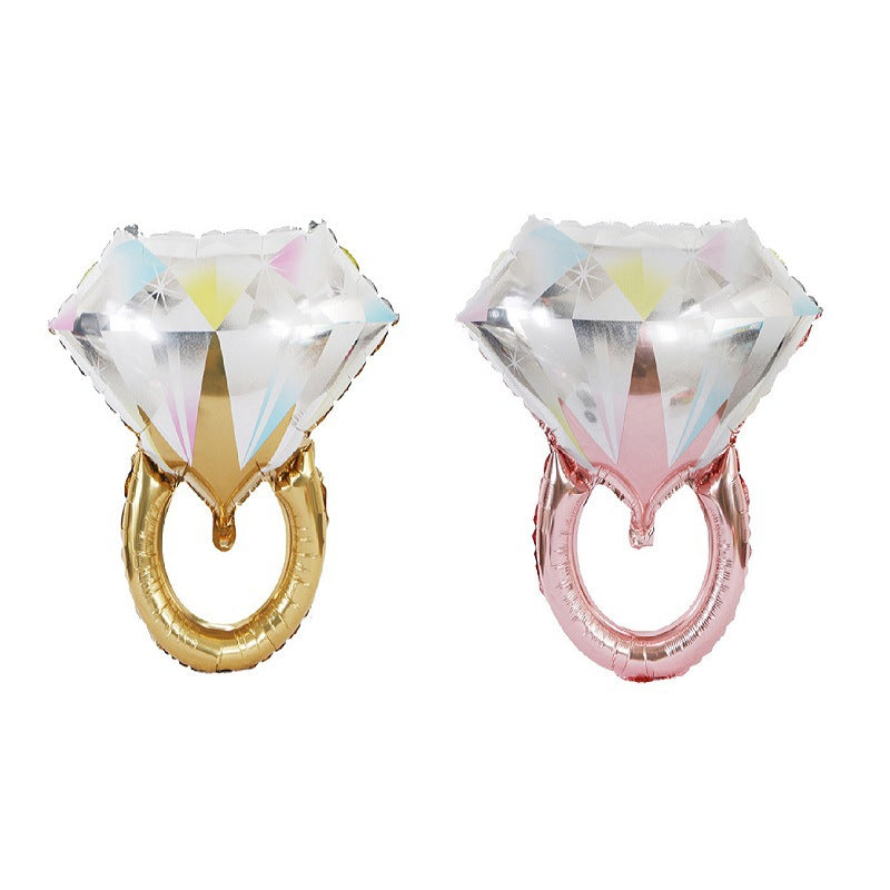 New Diamond Ring Balloon Color Diamond Ring Aluminum Film Balloon Wedding Wedding Party Decoration Ring Balloon Wholesale