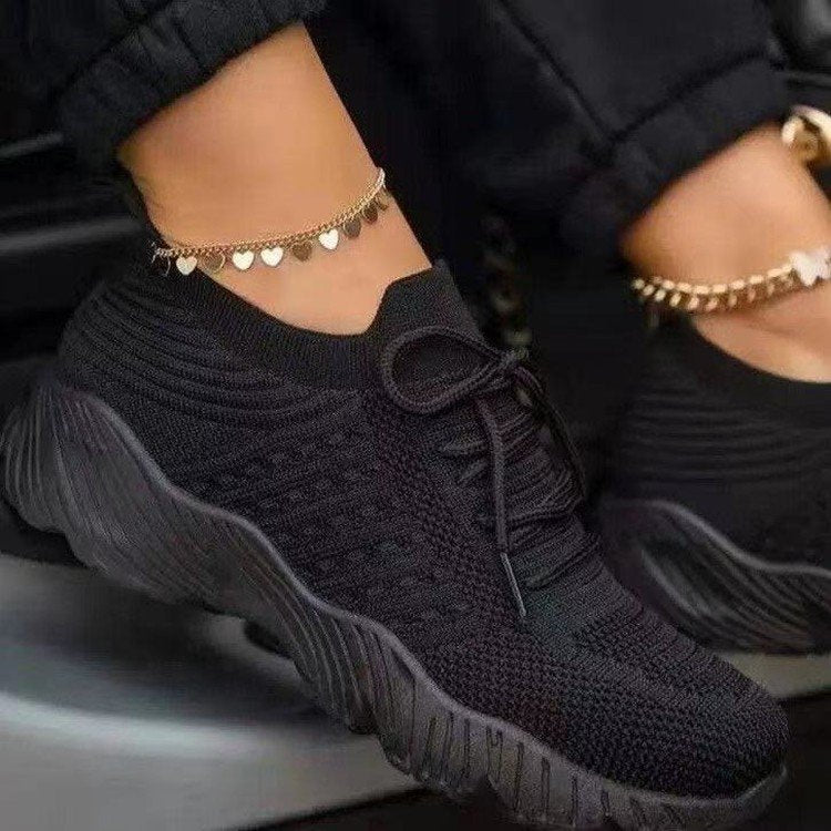2022 Independent Station Spring And Autumn New Flying Weaving Women's Shoes Air Cushion Bottom Large Size Mesh Breathable Casual Shoes Cross-border Women's Shoes