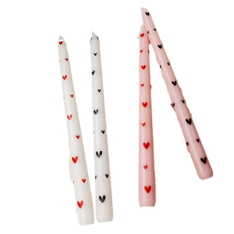 French Long Rod Printed Candle Wholesale Romantic Wedding Valentine's Day Love Long Rod Banquet Smokeless Birthday Candle