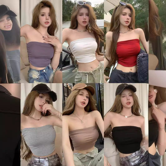 Strapless Vest Women's Strapless Vest Summer Niche Slimming All-match Lightweight Pleated Design Dress Beautiful Back Top