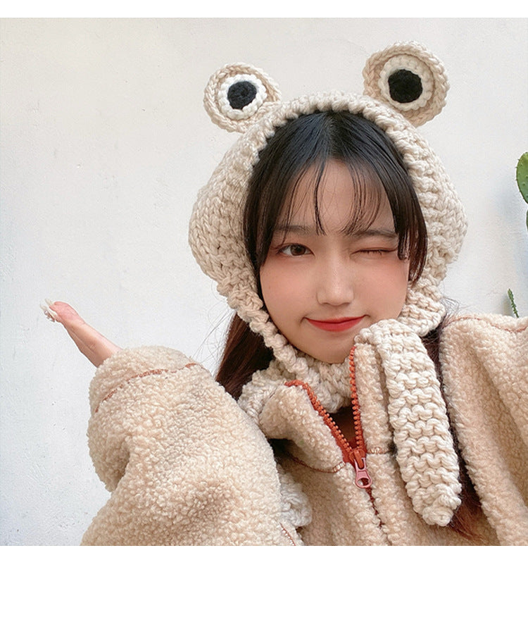 Frog Hat Autumn And Winter Cute Knitted Wool Hat