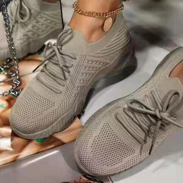 2022 Independent Station Spring And Autumn New Flying Weaving Women's Shoes Air Cushion Bottom Large Size Mesh Breathable Casual Shoes Cross-border Women's Shoes