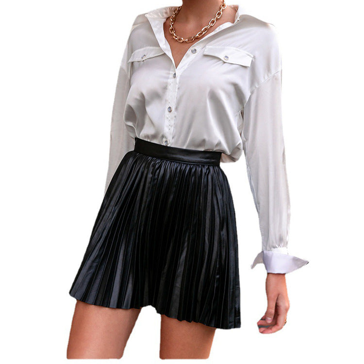2023 Cross-border Amazon Autumn And Summer Women's Skirt European And American Fashion Women's Pleated Slim Sexy Short Skirt