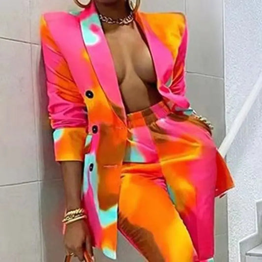 2023 Explosions Independent Station Cross-border European And American Women's New Printed Jacket Suit Casual Suit ZL1723
