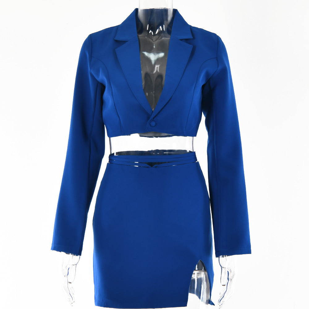 Summer Hot Sale New OL Suit Female Fashion Sexy Hot Girl Small Suit Micro-slit Strap Skirt