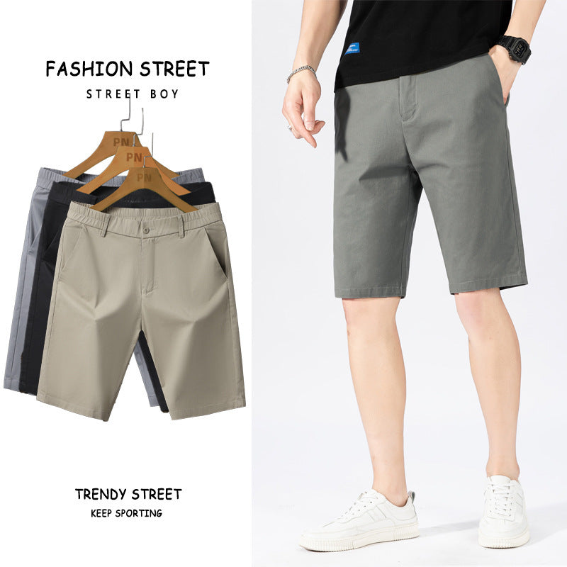 New Summer Port Pants Casual Shorts Men's Tooling Washed Cotton Solid Color Five Point Beach Pants Casual Pants