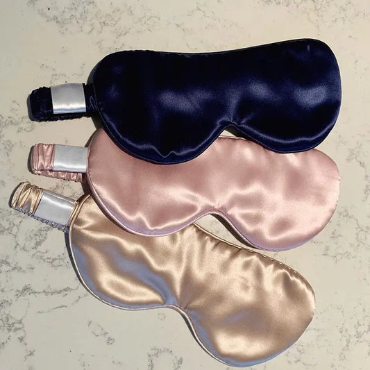 Double-sided Silk Eye Mask Silp Same Mulberry Silk Eye Mask 19mm Silk Embroidery Logo Cross-border In Stock Wholesale