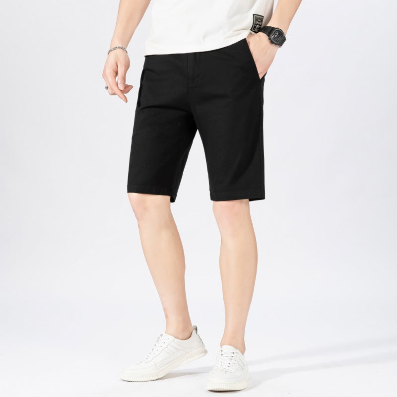 New Summer Port Pants Casual Shorts Men's Tooling Washed Cotton Solid Color Five Point Beach Pants Casual Pants