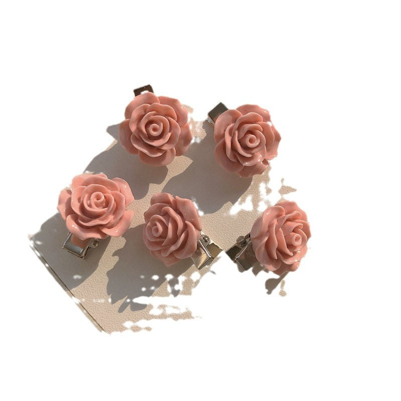 Super Sweet Pink Hairpin Series Girl's Bow Peach Camellia Peach Heart Hairpiece Headwear
