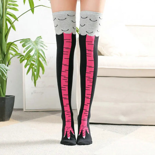 New Stockings Over The Knee Long Tube Lolita Stockings Knitted Chicken Feet Socks JK Long Happy Socks