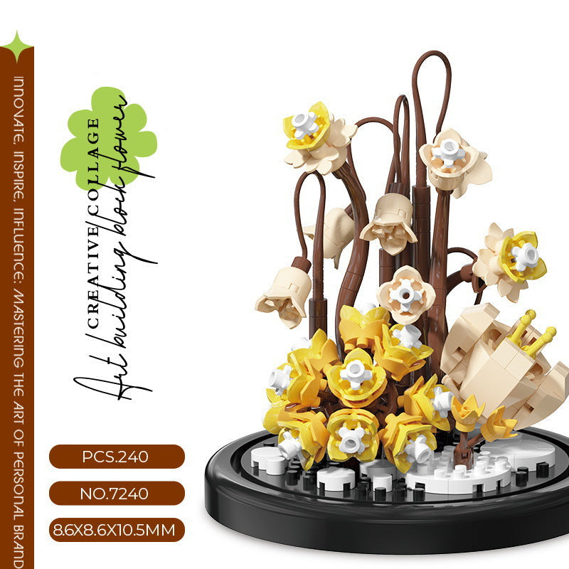 Dust Cover Building Blocks Flower Compatible With Lego Potted Plants Hibiscus Flower Children's Assembled Toys Valentine's Day