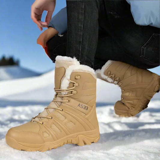 New Men's Snow Boots Thick-soled Mid-calf Cotton Boots Fleece-lined Winter Outdoor Casual Shoes Hiking Shoes Fashion Men's Shoes
