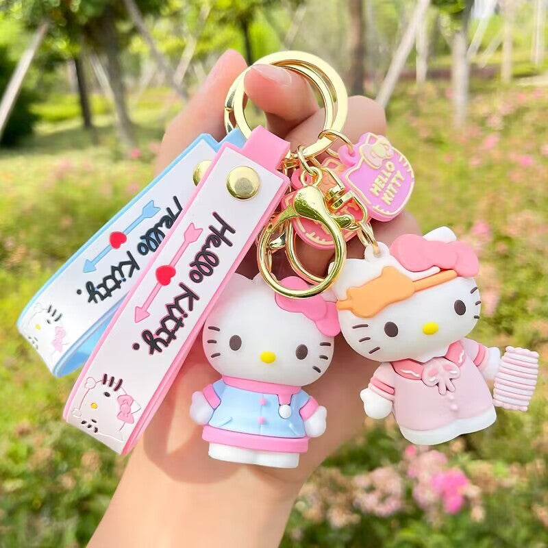 Sanrio Keychain Cartoon Hello Kitty Doll School Bag Pendant Creative Gift Car Hanging Keychain Wholesale