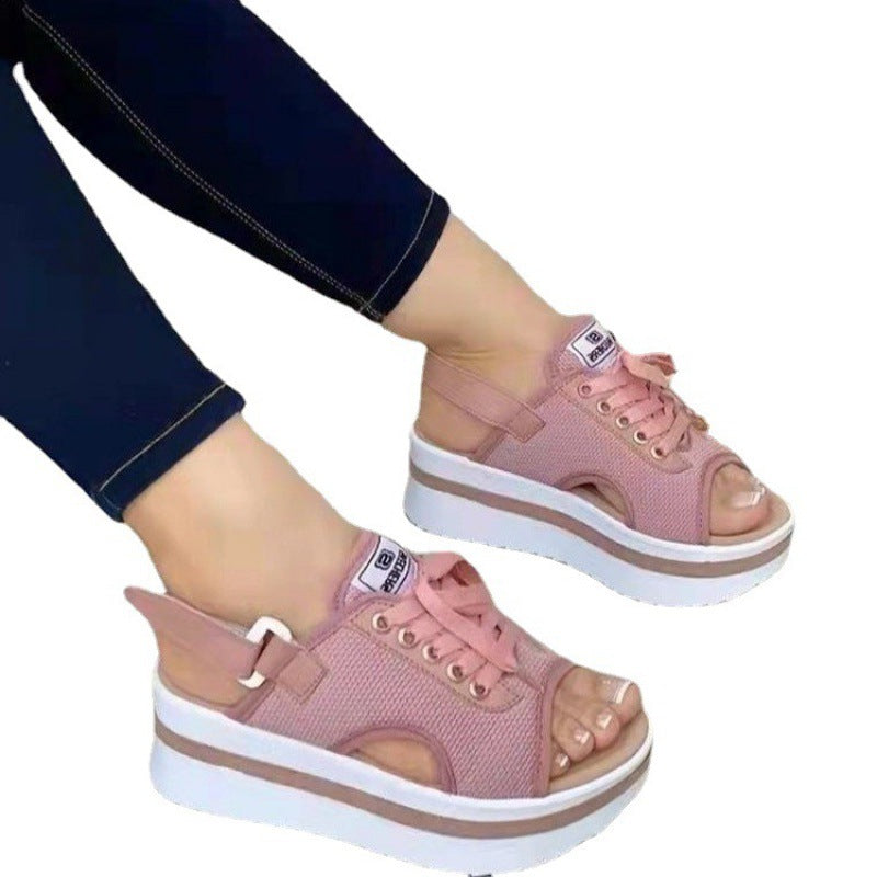 Foreign Trade Independent Station Plus Size Sandals Women's Summer European And American New Thick-soled Fish Mouth Velcro Casual Beach Shoes