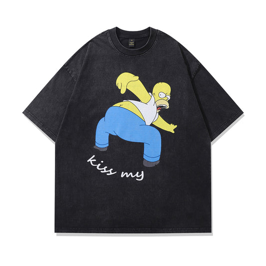 Heavy Washed Antique T-Shirt For Men And Women American-style Hiphop Street Brand Short-sleeved Antique Tee