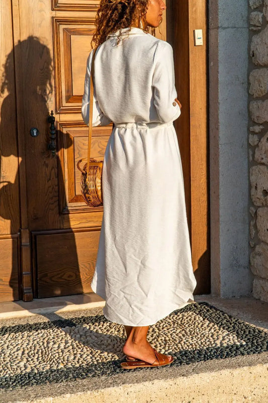 Cross-border 2021 Autumn And Winter European And American Wish Foreign Trade Amazon Women's New Long-sleeved Lace-up Button Shirt Dress