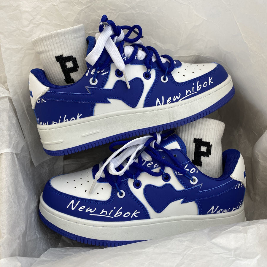 Klein Blue Niche Design Love Casual Sneakers Female Ins Hong Kong Style College Trend All-match Student Sneakers