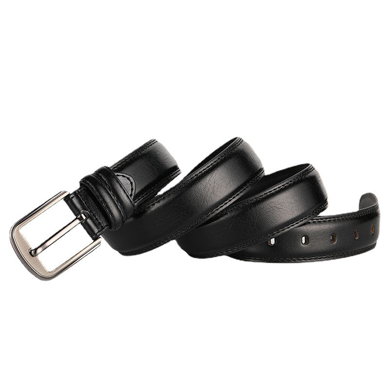 Belt Men's Belt Boys' Real Cowhide Pin Buckle Belt Brown Middle-aged Youth Casual Trendy Men's Belt